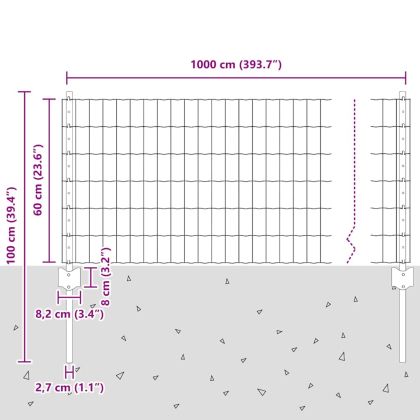 Ограда и колче Зелен 0,6 x 10 м Стомана