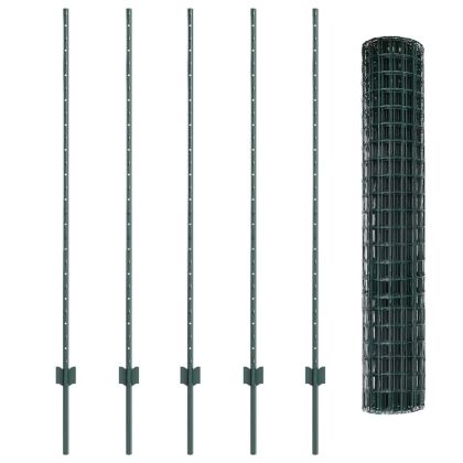 Ограда и колче Зелен 1,4 x 10 m Стомана