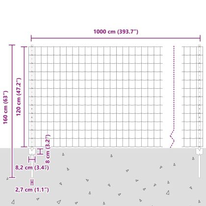 Ограда и колче Зелен 1,2 x 10 m Стомана
