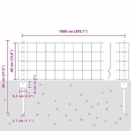 Ограда и колче Зелен 0,4 x 10 м Стомана