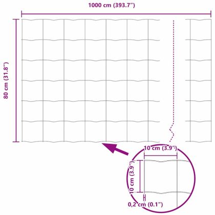 Ограда и колче Зелен 0,8 x 10 m Стомана
