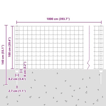 Ограда и колче Зелен 1 x 10 m Стомана