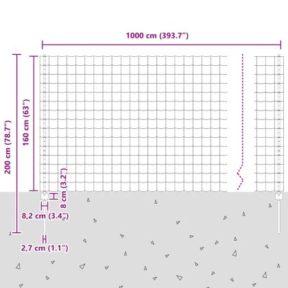 Ограда и колче Зелен 1,6 x 10 m Стомана