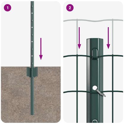 Ограда и колче Зелен 0,6 x 25 м Стомана
