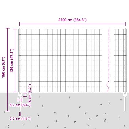 Ограда и колче Зелен 1,2 x 25 m Стомана