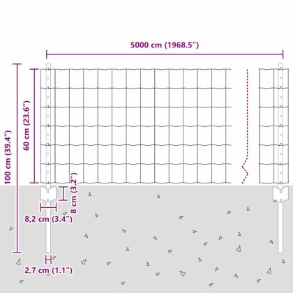 Ограда и колче Зелен 0,6 x 50 м Стомана