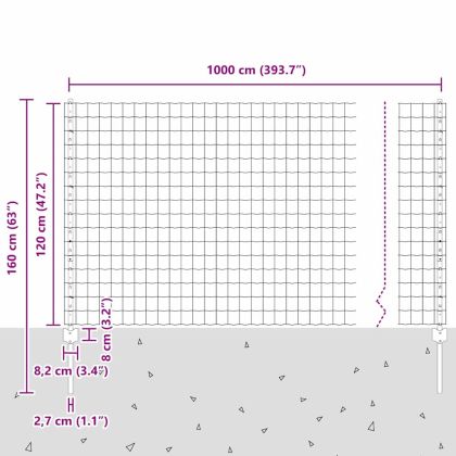 Ограда и колче Зелен 1,2 x 10 m Стомана