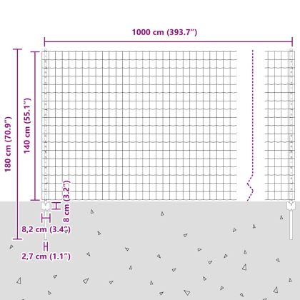 Ограда и колче Зелен 1,4 x 10 m Стомана