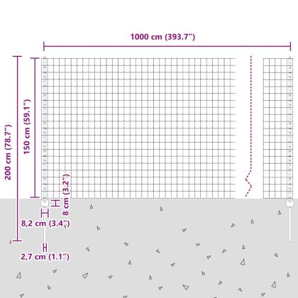 Ограда и колче Зелен 1,5 x 10 m Стомана