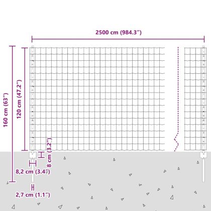 Ограда и колче Зелен 1,2 x 25 m Стомана