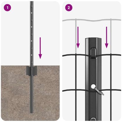 Ограда с пост Сив 0,6 x 10 м Стомана и PVC