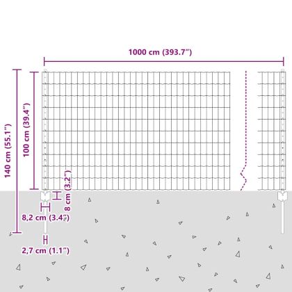 Ограда и колче Сив 1 x 10 m Стомана