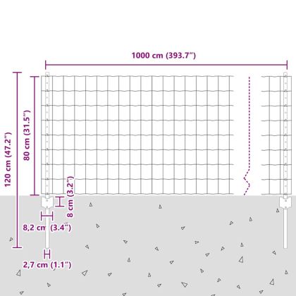 Ограда и колче Сив 0,8 x 10 m Стомана