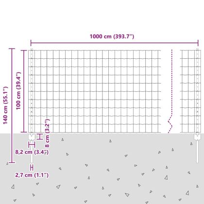 Ограда и колче Сив 1 x 10 m Стомана