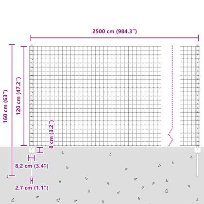 Ограда и колче Сив 1,2 x 25 m Стомана
