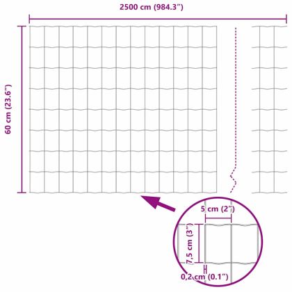 Ограда и колче Сив 0,6 x 25 м Стомана
