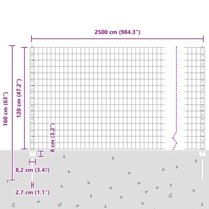 Ограда и колче Сив 1,2 x 25 m Стомана