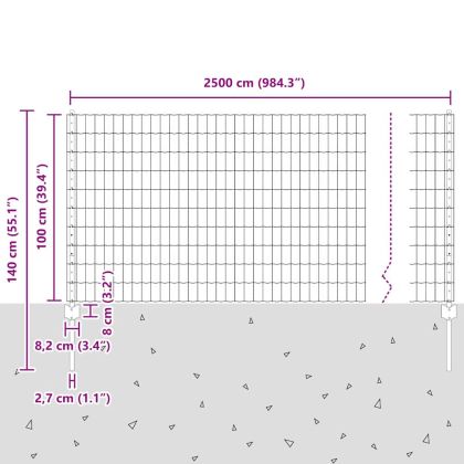 Ограда и колче Сив 1 x 25 m Стомана