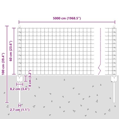 Ограда и колче Сив 0,6 x 50 м Стомана