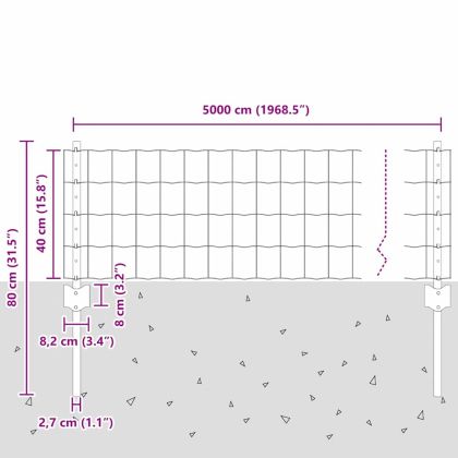 Ограда и колче Сив 0,4 x 50 м Стомана