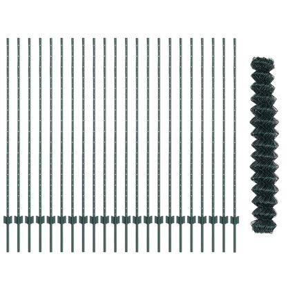 Ограда и колче Зелен 1,5 x 25 m Стомана