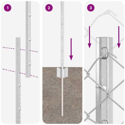 Ограда и колче Сребрист 1 x 10 m Стомана