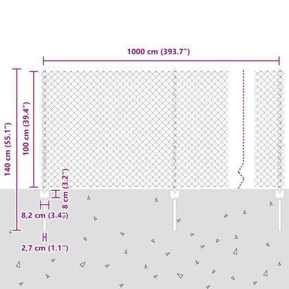 Ограда и колче Сребрист 1 x 10 m Стомана