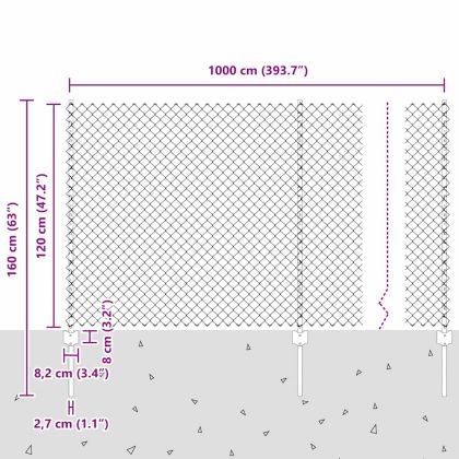 Ограда и колче Сребрист 1,2 x 10 m Стомана