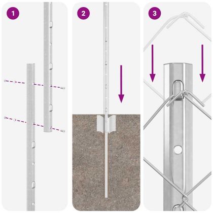 Ограда и колче Сребрист 1,2 x 25 m Стомана