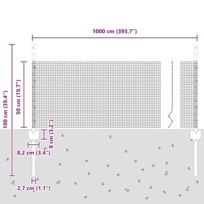 Ограда и колче Сребрист 0,5 x 10 м Стомана