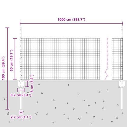 Ограда и колче Сребрист 0,5 x 10 м Стомана