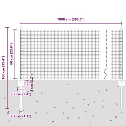 Ограда и колче Сребрист 0,6 x 10 м Стомана