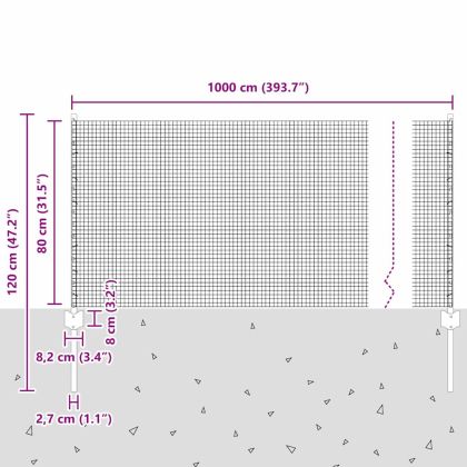 Ограда и колче Сребрист 0,8 x 10 m Стомана