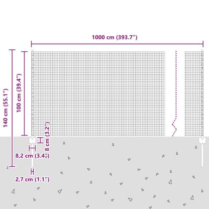 Ограда и колче Сребрист 1 x 10 m Стомана