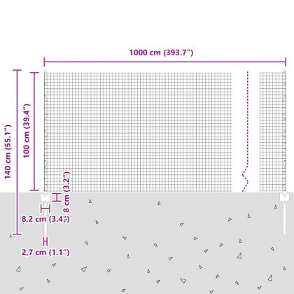 Ограда и колче Сребрист 1 x 10 m Стомана