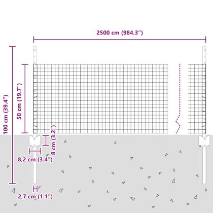 Ограда и колче Сребрист 0,5 x 25 м Стомана