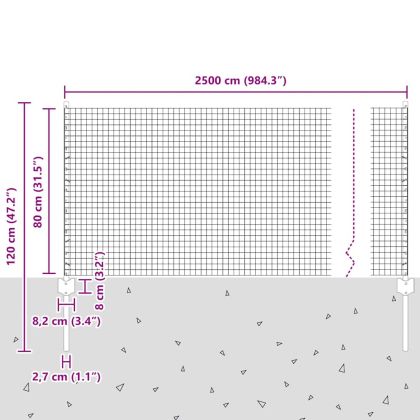 Ограда и колче Сребрист 0,8 x 25 m Стомана
