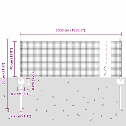 Ограда и колче Сребрист 0,4 x 50 м Стомана