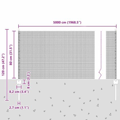 Ограда и колче Сребрист 0,8 x 50 м Стомана