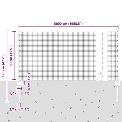 Ограда с пост Сребрист 0,8 x 50 м Стомана