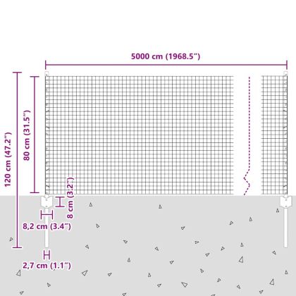 Ограда и колче Сребрист 0,8 x 50 м Стомана