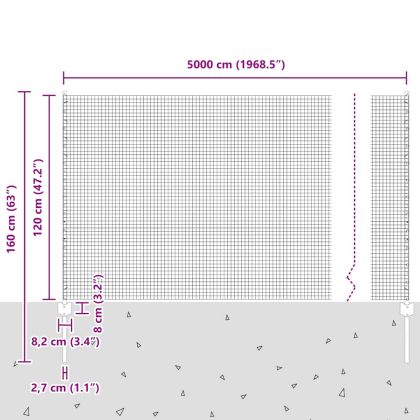 Ограда и колче Сребрист 1,2 x 50 m Стомана
