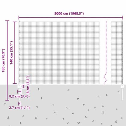 Ограда и колче Сребрист 1,4 x 50 m Стомана
