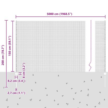 Ограда и колче Сребрист 1,5 x 50 m Стомана