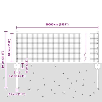 Ограда и колче Сребрист 0,4 x 100 м Стомана