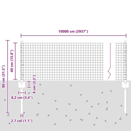 Ограда и колче Сребрист 0,4 x 100 м Стомана