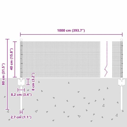 Ограда с пост Зелен 0,4 x 10 м Стомана и PVC