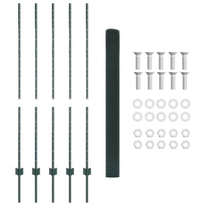 Ограда и колче Зелен 1,4 x 10 m Стомана