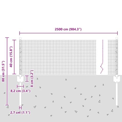 Ограда и колче Зелен 0,4 x 25 м Стомана