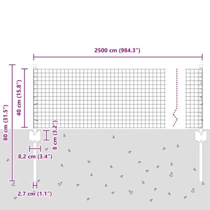 Ограда и колче Зелен 0,4 x 25 м Стомана